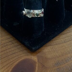 Elegant Multi-Stone Silver Ring